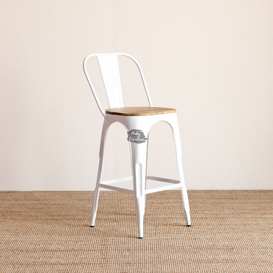 Bar Chair With Back Iron and Wood Design