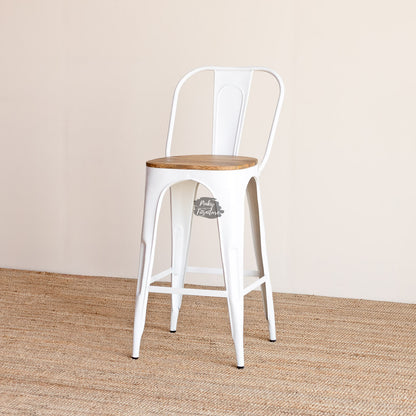 Bar Chair With Back Iron and Wood Design
