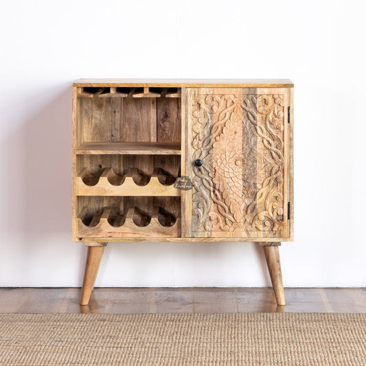 Wine Cabinet Carved Door Design