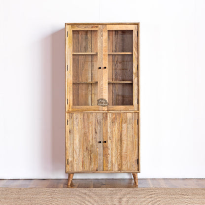 Wooden Cupboard Glass Door Ribbed Design