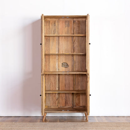 Wooden Cupboard Glass Door Ribbed Design