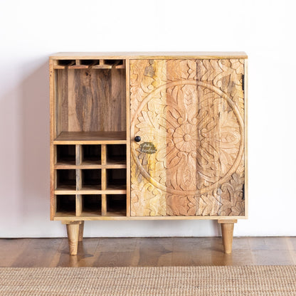 Wine Cabinet Carved Door Design