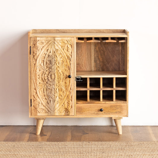 Wine Cabinet Carved Door Design