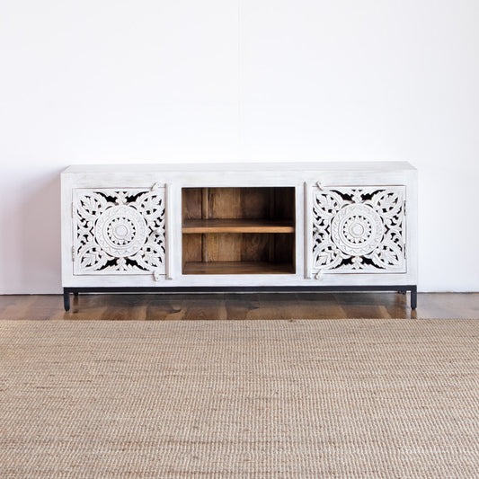 TV Cabinet AB25MY-1-7 – Contemporary Elegance with Intricate Carving