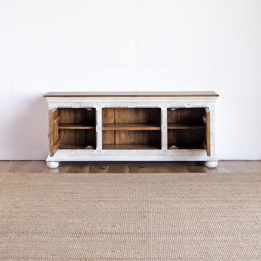 TV Cabinet AB25MY-1-4 – Bold Vintage Design with Ornate Hand-Carved Detailing