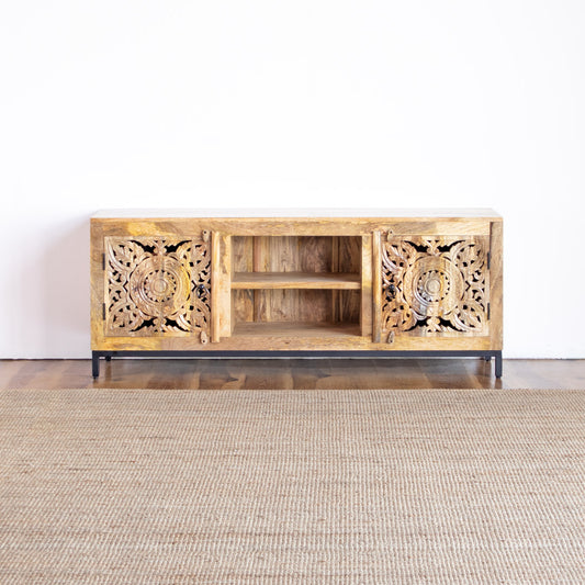 TV Cabinet AB25MY-1-7 – Contemporary Elegance with Intricate Carving