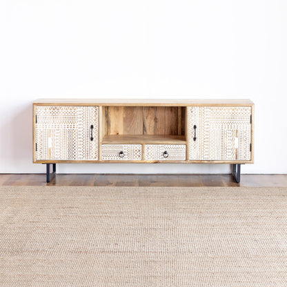 TV Cabinet CNC Design AB25MY-1-6 – Modern Craftsmanship with Ethnic Charm