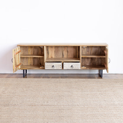 TV Cabinet CNC Design AB25MY-1-6 – Modern Craftsmanship with Ethnic Charm
