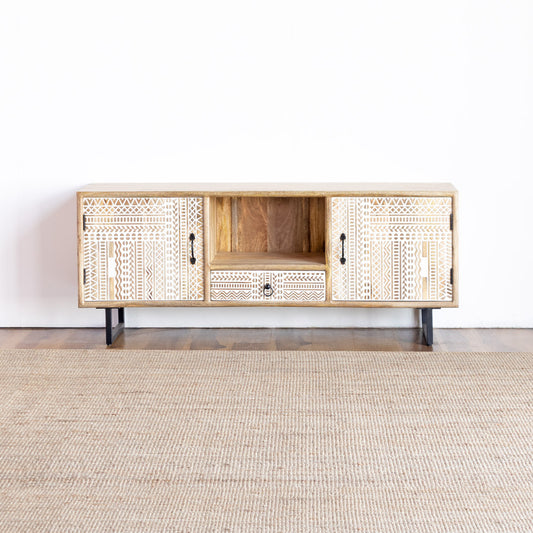 TV Cabinet CNC Design AB25MY-1-6 – Modern Craftsmanship with Ethnic Charm