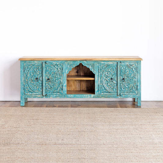 TV Cabinet AB25MY-2-6 – Timeless Carving Meets Vibrant Character