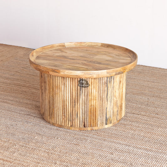 Coffee Table Round Ribbed Design