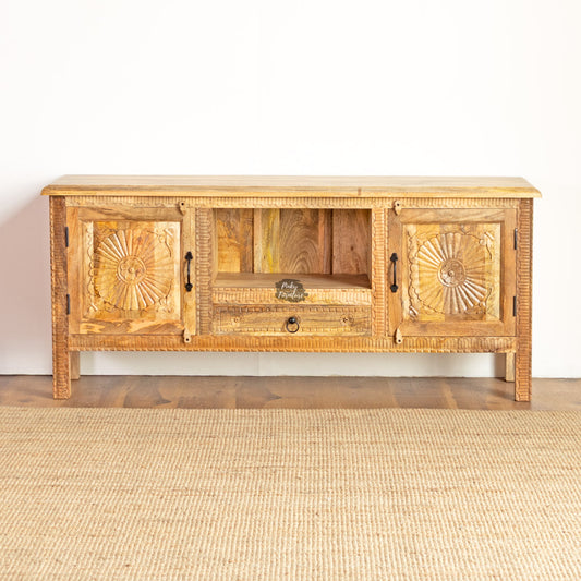 TV Cabinet Carved Door Design