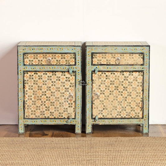 Bedside Table Painted Set of 2