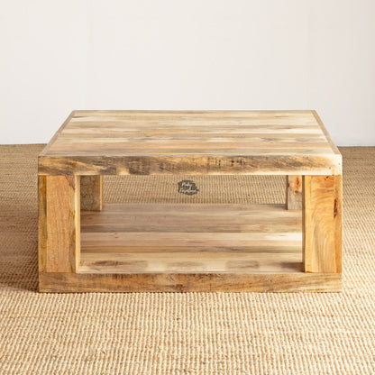 Coffee Table Sq Mango Wood with Shelf
