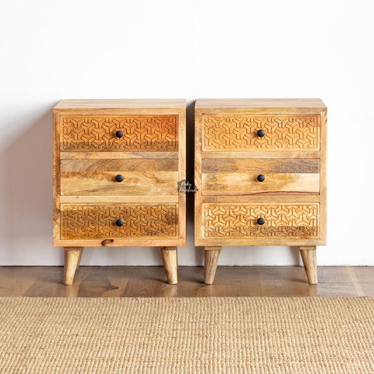 Nightstand Carved Set of 2