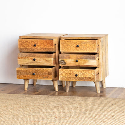 Nightstand Carved Set of 2