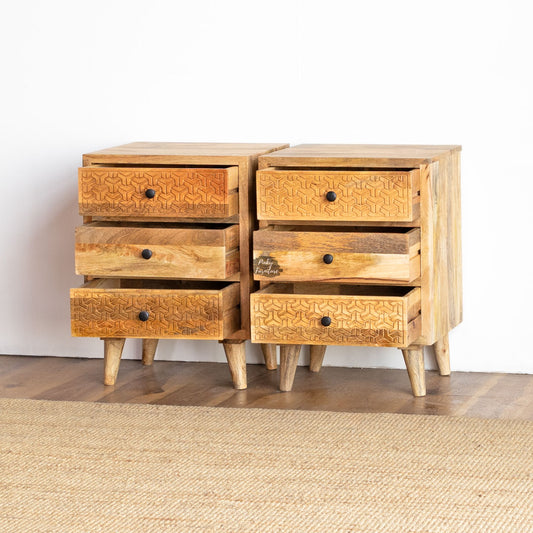 Nightstand Carved Set of 2