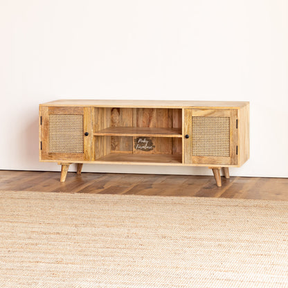 TV Cabinet Rattan Design – A Blend of Natural Texture and Minimalist
