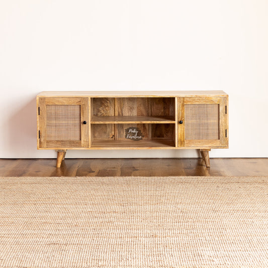 TV Cabinet Rattan Design – A Blend of Natural Texture and Minimalist