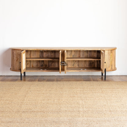 TV Cabinet Rattan Door Design