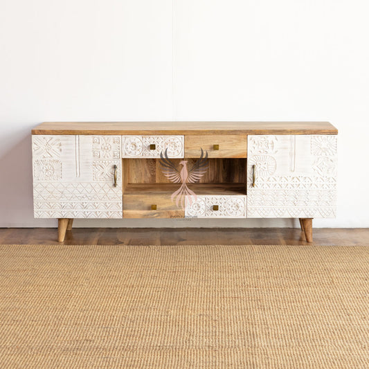 TV Cabinet Carved Design