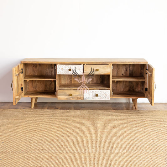 TV Cabinet Carved Design