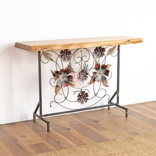 Console Table Acacia Wood Industrial Design