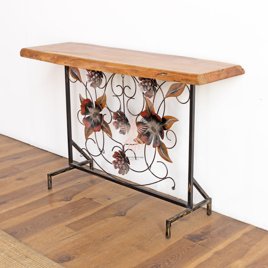 Console Table Acacia Wood Industrial Design