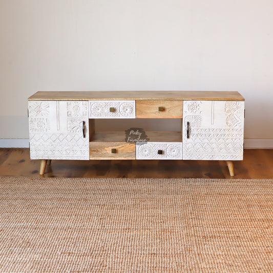 TV Cabinet Carved Design
