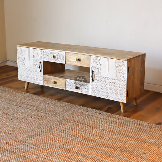 TV Cabinet Carved Design