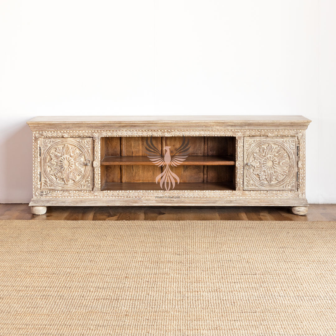 TV Cabinet Carved Design