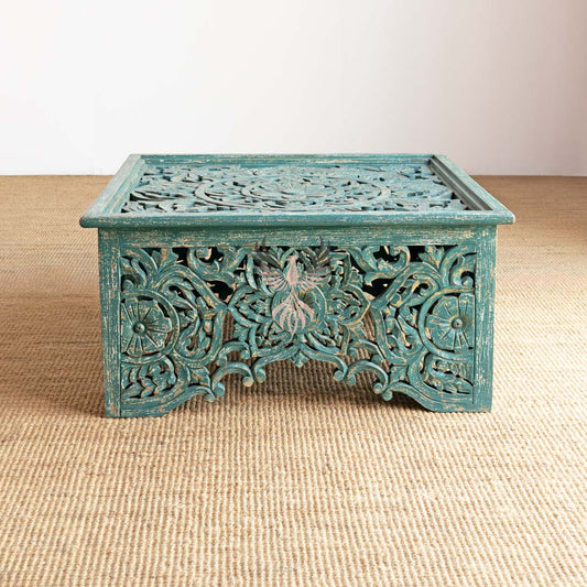 Coffee Table Sq Carved Glass Top