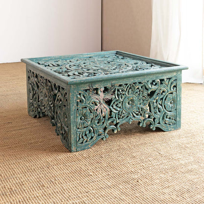 Coffee Table Sq Carved Glass Top