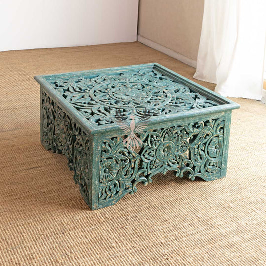 Coffee Table Sq Carved Glass Top