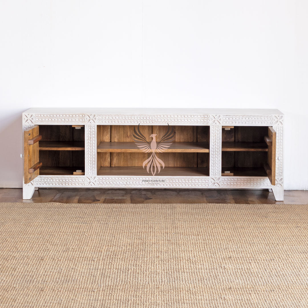 Tv Cabinet Carved Door Design
