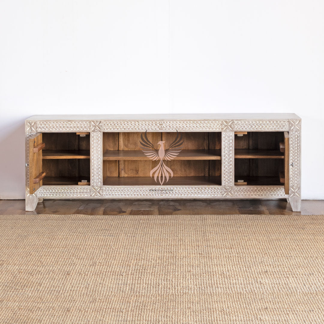 Tv Cabinet Carved Door Design