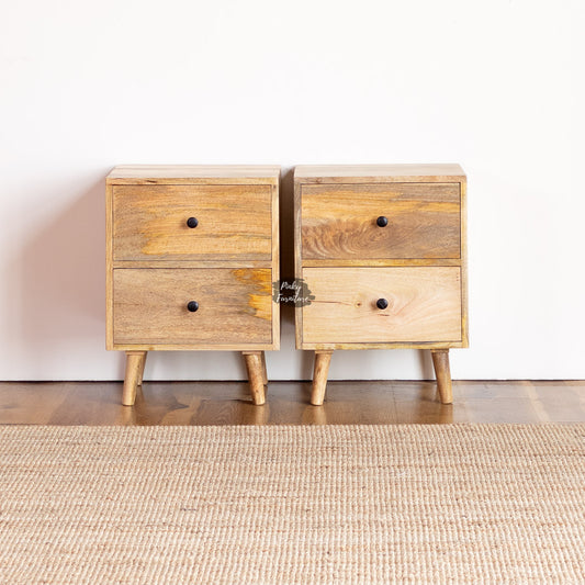 Nightstand Set of 2 Plain Design 2 Draw
