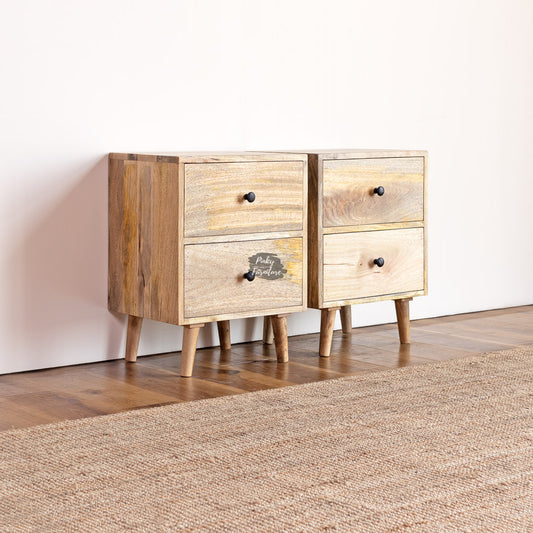 Nightstand Set of 2 Plain Design 2 Draw