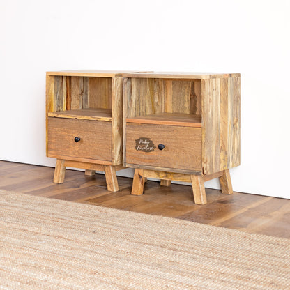 Nightstand Set of 2 Plain Design