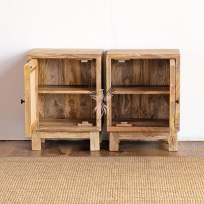 Bedside Tables Set of 2 Rattan Design