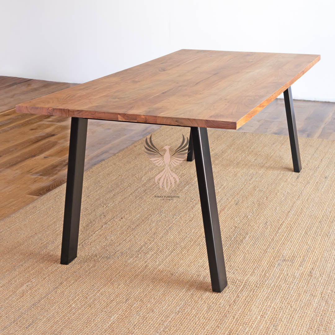Dining Table Acacia Wood Straight Design