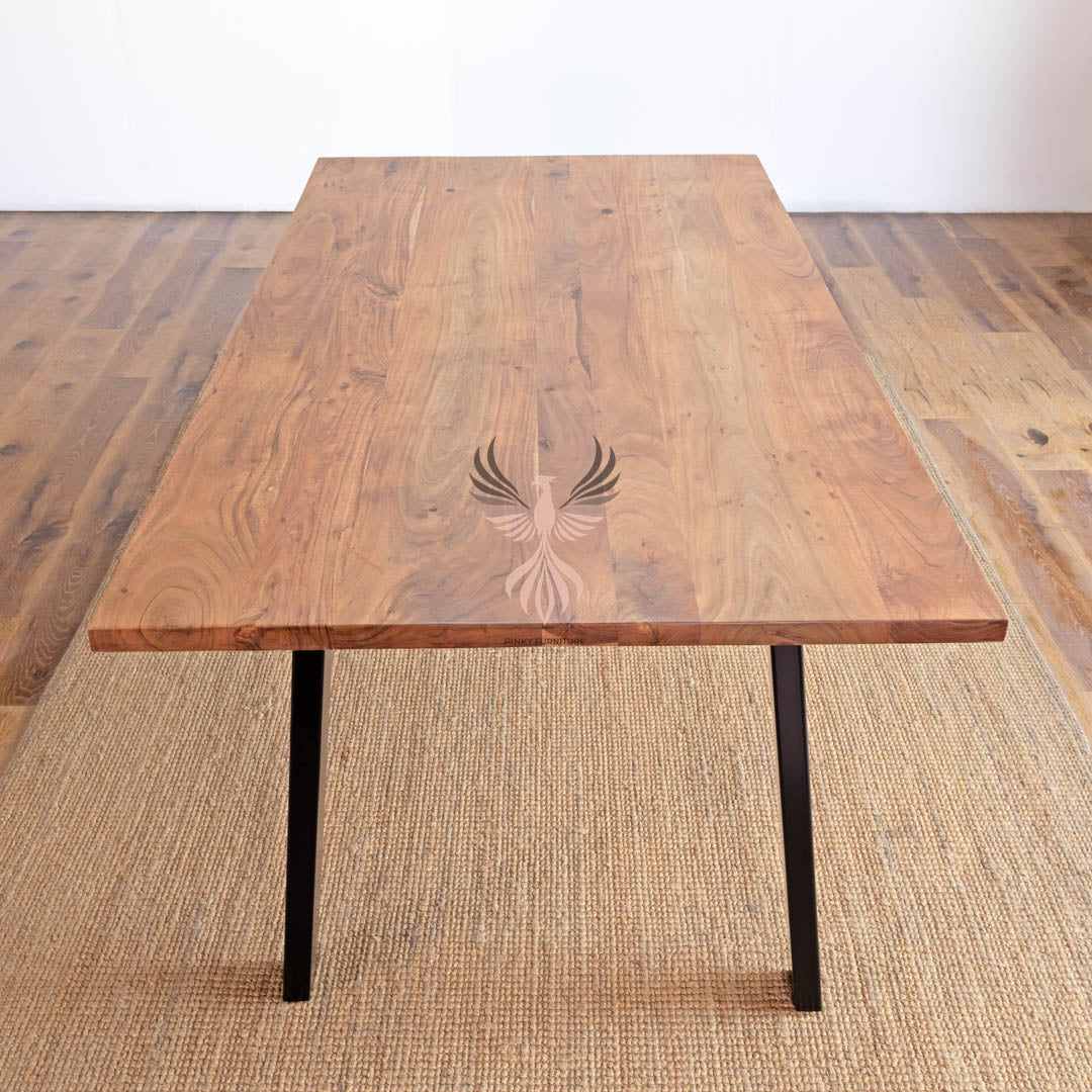 Dining Table Acacia Wood Straight Design