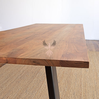 Dining Table Acacia Wood Straight Design