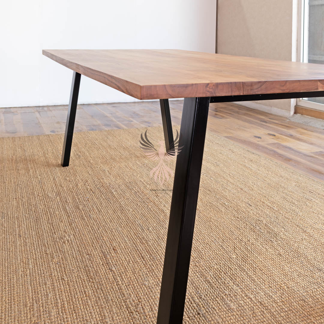 Dining Table Acacia Wood Straight Design