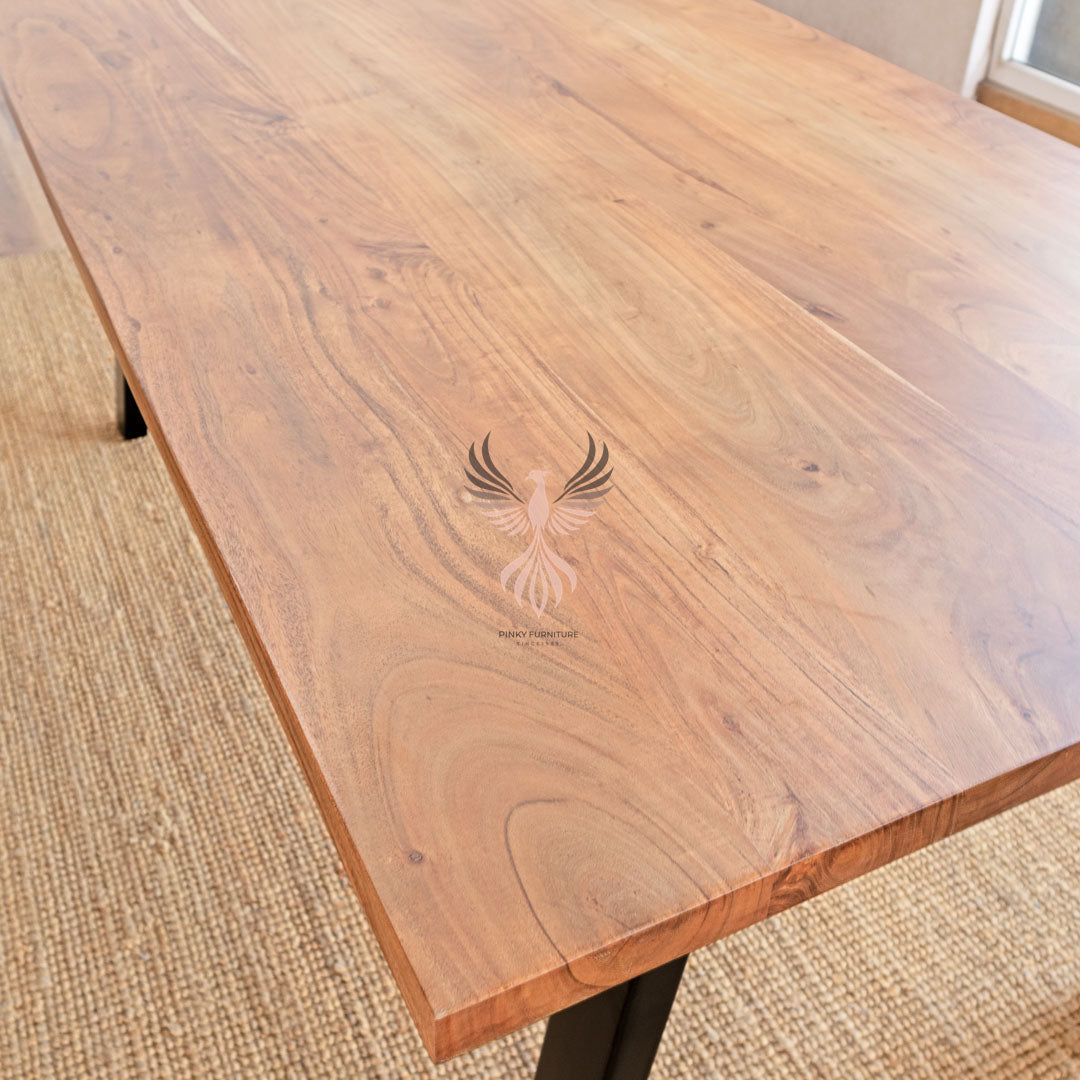 Dining Table Acacia Wood Straight Design