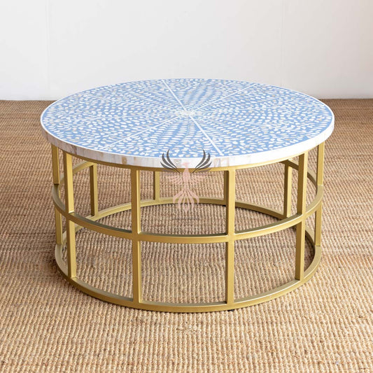 Coffee Table Mother of Pearl Round Design
