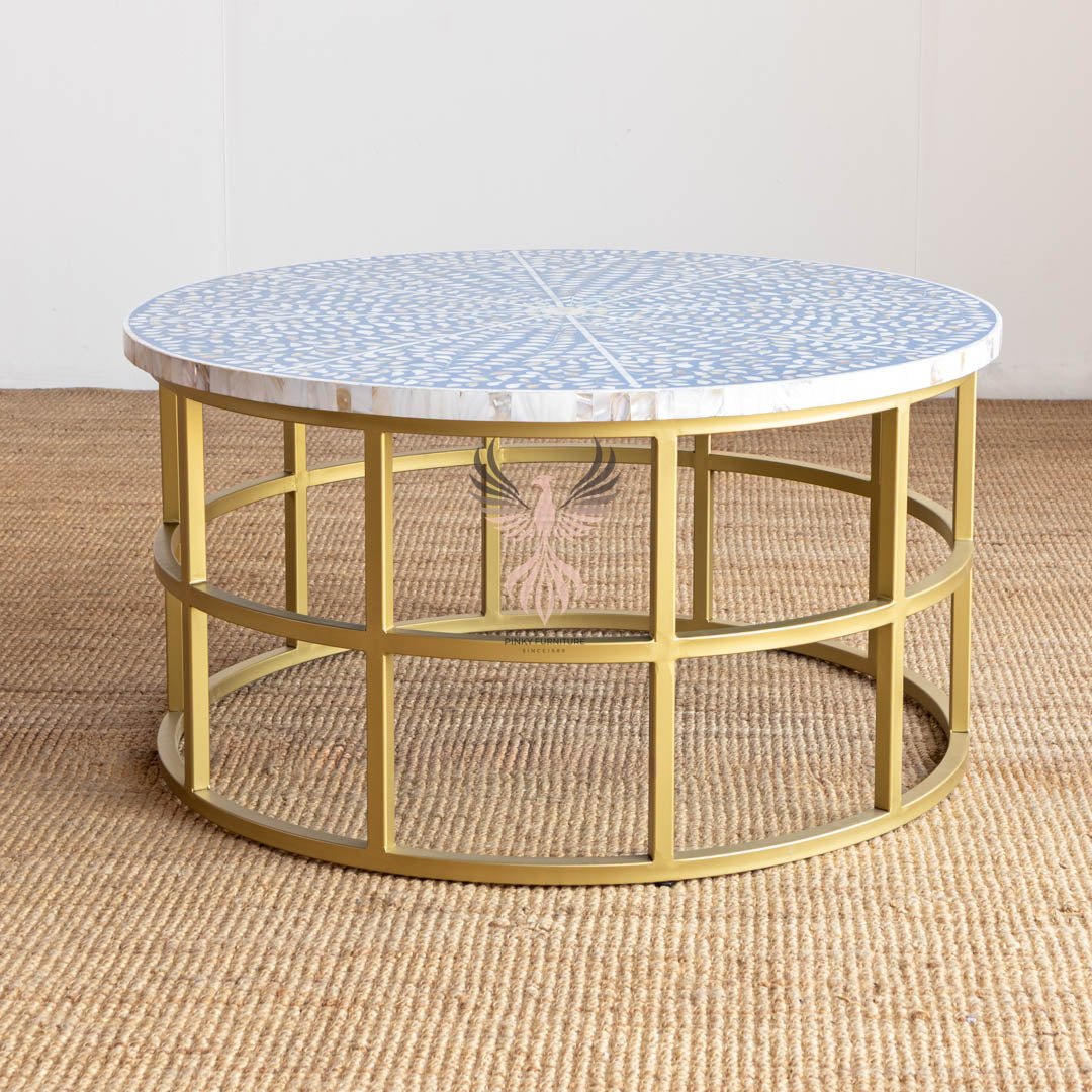 Coffee Table Mother of Pearl Round Design
