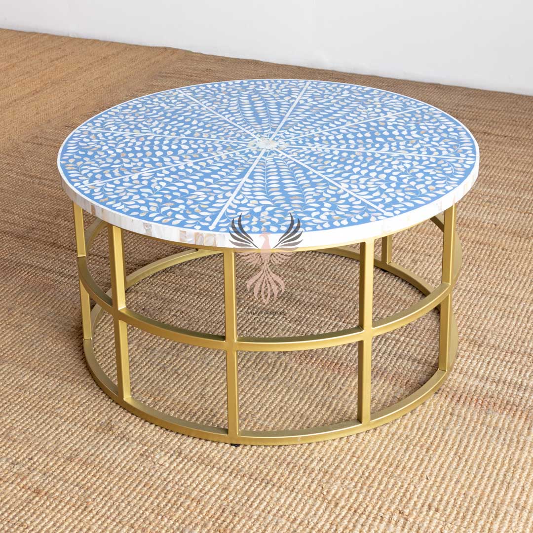 Coffee Table Mother of Pearl Round Design