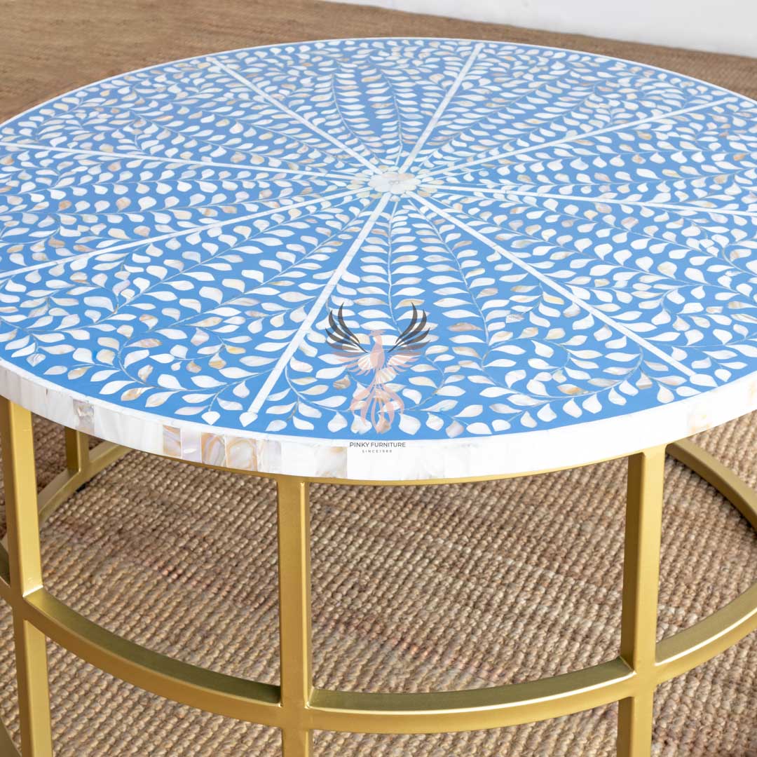 Coffee Table Mother of Pearl Round Design