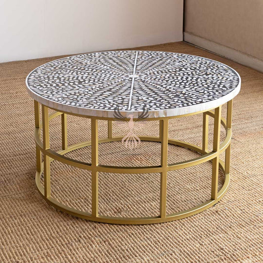 Coffee Table Mother of Pearl Round Design